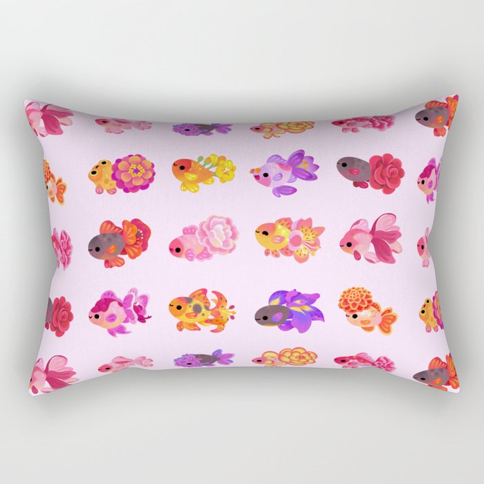 Flower goldfish - bright Rectangular Pillow Gallery Image 1
