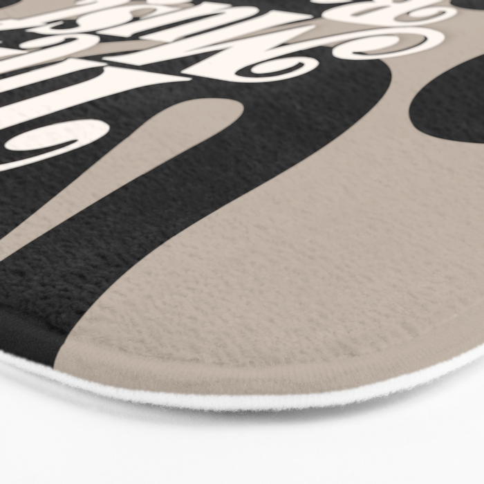 This Must Be The Place - 70s, Vintage, Retro, Abstract Pattern (Black & Beige) Bath Mat Gallery Image 3