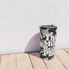 This Must Be The Place - 70s, Vintage, Retro, Abstract Pattern (Black & Beige) Travel Mug Gallery Image 4