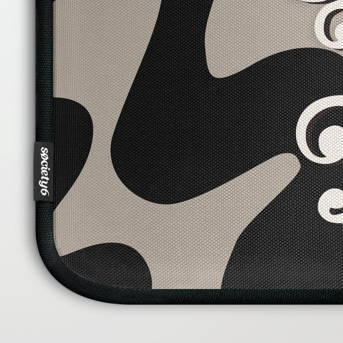 This Must Be The Place - 70s, Vintage, Retro, Abstract Pattern (Black & Beige) Laptop Sleeve Gallery Image 3