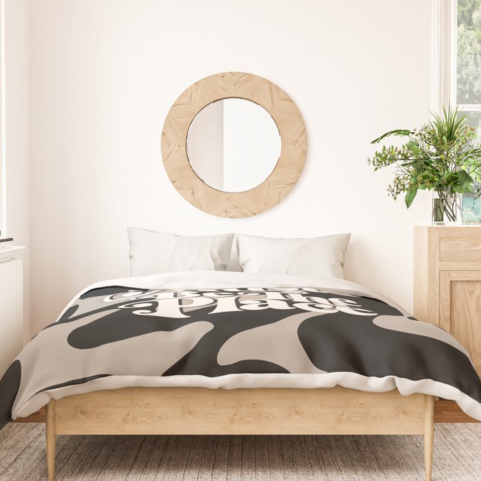 This Must Be The Place - 70s, Vintage, Retro, Abstract Pattern (Black & Beige) Duvet Cover Gallery Image 3