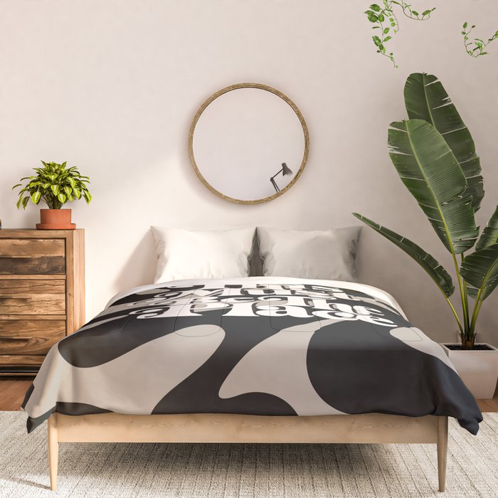 This Must Be The Place - 70s, Vintage, Retro, Abstract Pattern (Black & Beige) Comforter Gallery Image 3