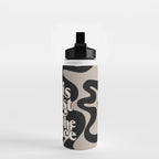 This Must Be The Place - 70s, Vintage, Retro, Abstract Pattern (Black & Beige) Water Bottle Gallery Image 2