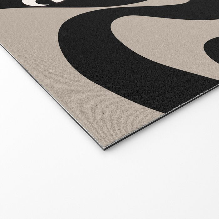 This Must Be The Place - 70s, Vintage, Retro, Abstract Pattern (Black & Beige) Welcome Mat Gallery Image 2