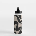 This Must Be The Place - 70s, Vintage, Retro, Abstract Pattern (Black & Beige) Water Bottle Gallery Image 3