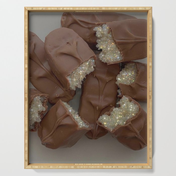 GLITTER CHOCOLATES | collage | brown | candy | yummy | sweet | eat | Tumblr | bling | sparkle shiny Serving Tray Gallery Image 1