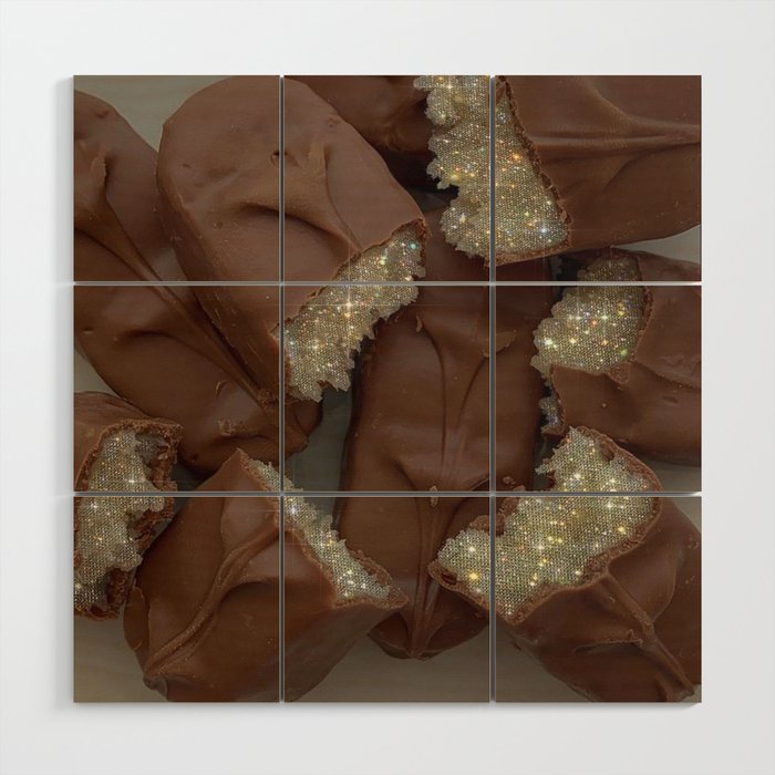 GLITTER CHOCOLATES | collage | brown | candy | yummy | sweet | eat | Tumblr | bling | sparkle shiny Wood Wall Art Gallery Image 1