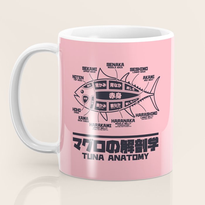 Tuna Anatomy Japanese Maguro Sushi - Coral Coffee Mug Gallery Image 3