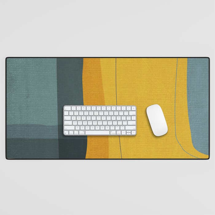 Gray Teal Mustard Modern Abstract Desk Mat Gallery Image 1