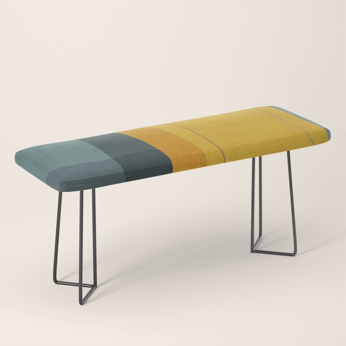 Gray Teal Mustard Modern Abstract Bench Gallery Image 1