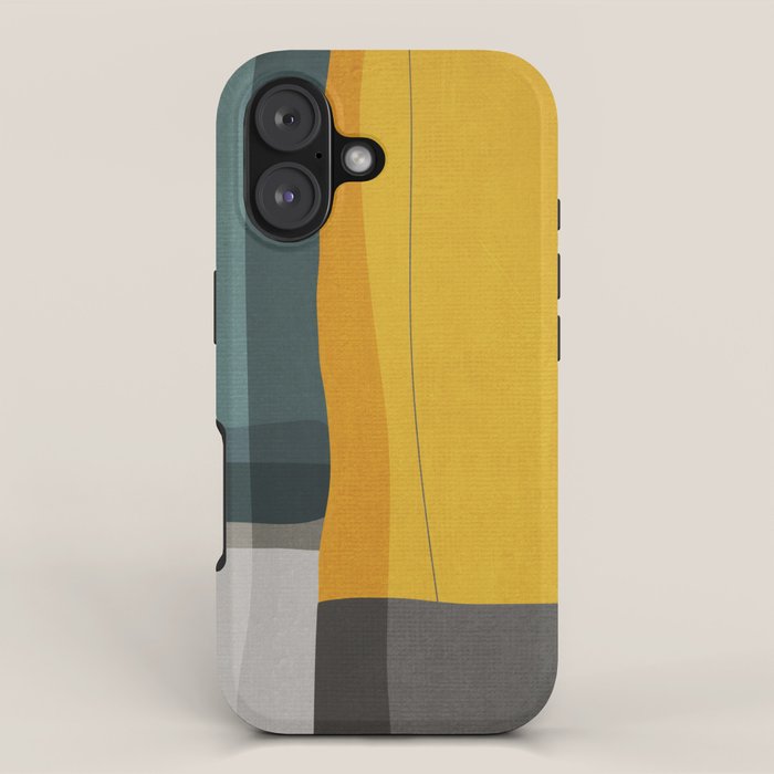 Gray Teal Mustard Modern Abstract iPhone Case Gallery Image 1