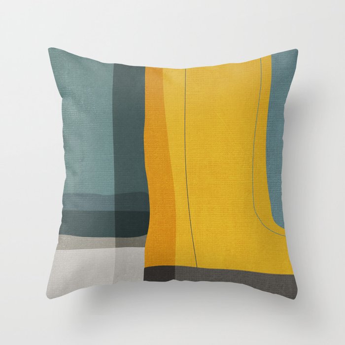 Gray Teal Mustard Modern Abstract Throw Pillow Gallery Image 6
