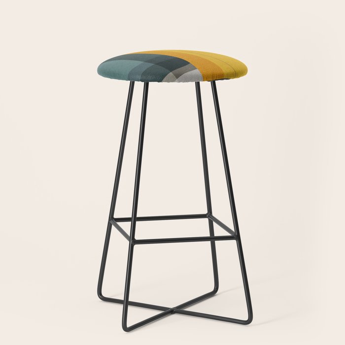 Gray Teal Mustard Modern Abstract Stool Gallery Image 1