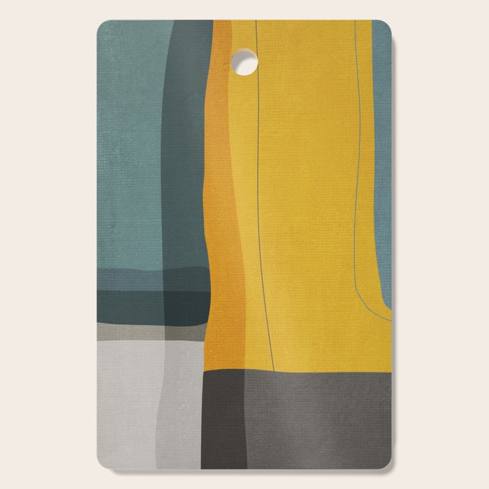 Gray Teal Mustard Modern Abstract Cutting Board Gallery Image 1