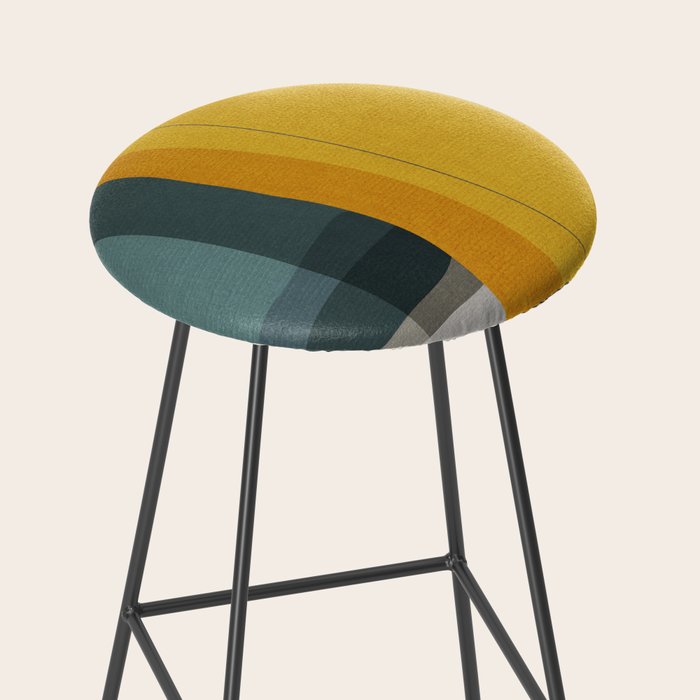 Gray Teal Mustard Modern Abstract Stool Gallery Image 2