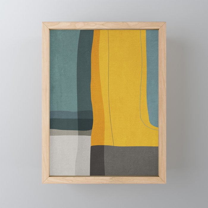 Gray Teal Mustard Modern Abstract Mini Art Print Gallery Image 1