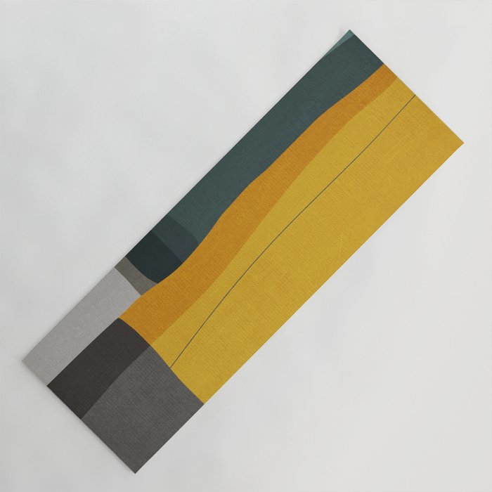 Gray Teal Mustard Modern Abstract Yoga Mat Gallery Image 1