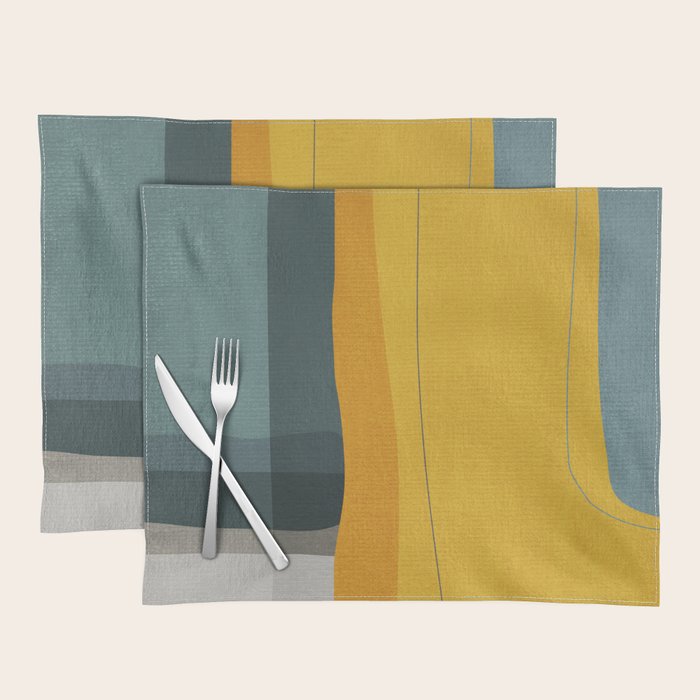 Gray Teal Mustard Modern Abstract Placemat Gallery Image 1