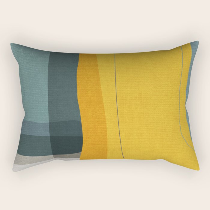 Gray Teal Mustard Modern Abstract Rectangular Pillow Gallery Image 1