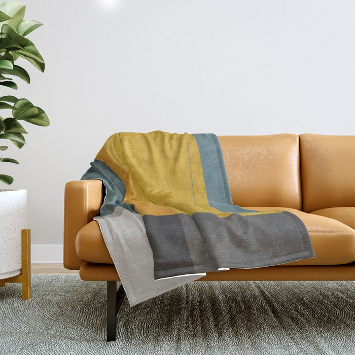 Gray Teal Mustard Modern Abstract Throw Blanket Gallery Image 1