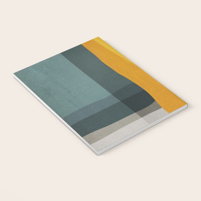 Gray Teal Mustard Modern Abstract Notebook Gallery Image 3