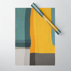 Gray Teal Mustard Modern Abstract Wrapping Paper Gallery Image 1