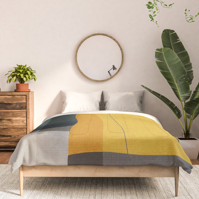 Gray Teal Mustard Modern Abstract Comforter Gallery Image 3
