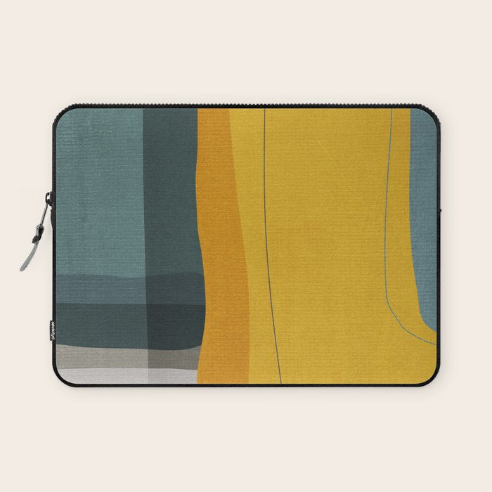 Gray Teal Mustard Modern Abstract Laptop Sleeve Gallery Image 1