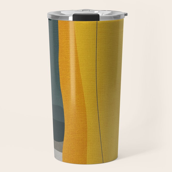 Gray Teal Mustard Modern Abstract Travel Mug Gallery Image 1