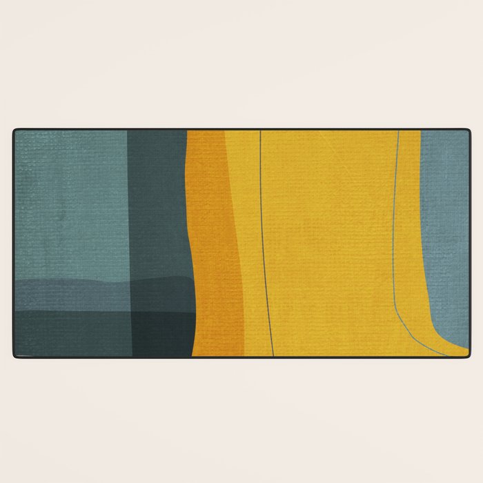 Gray Teal Mustard Modern Abstract Desk Mat Gallery Image 3