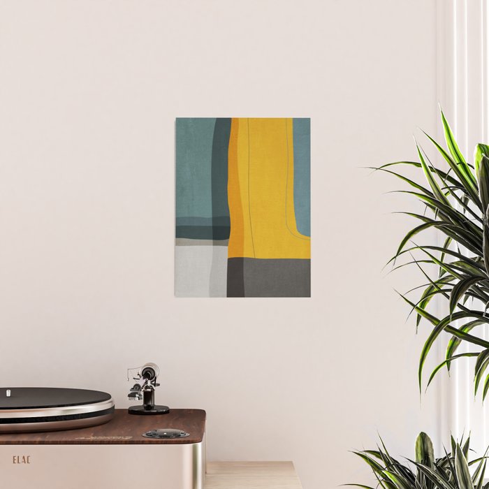 Gray Teal Mustard Modern Abstract Poster Gallery Image 2
