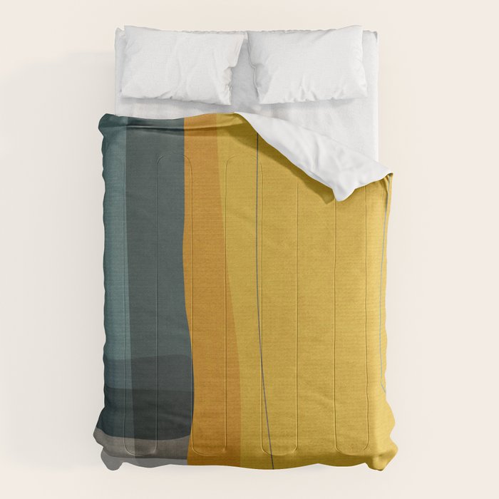 Gray Teal Mustard Modern Abstract Comforter Gallery Image 6