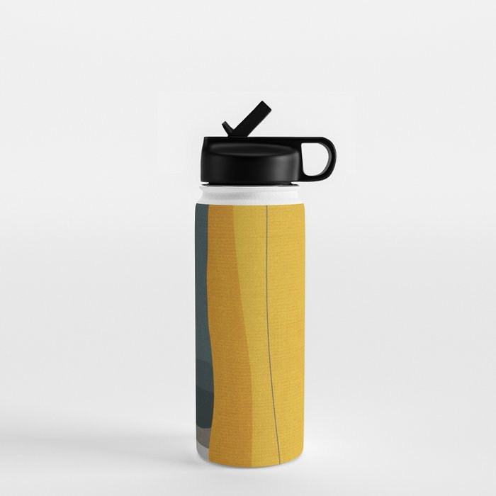 Gray Teal Mustard Modern Abstract Water Bottle Gallery Image 1