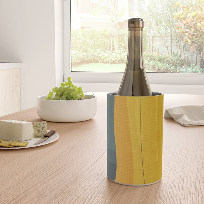 Gray Teal Mustard Modern Abstract Wine Chiller Gallery Image 4