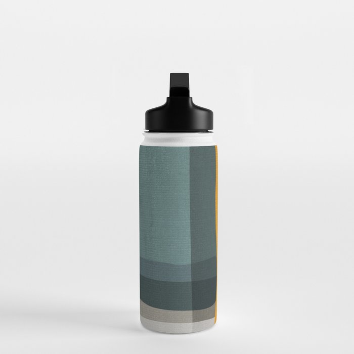 Gray Teal Mustard Modern Abstract Water Bottle Gallery Image 3