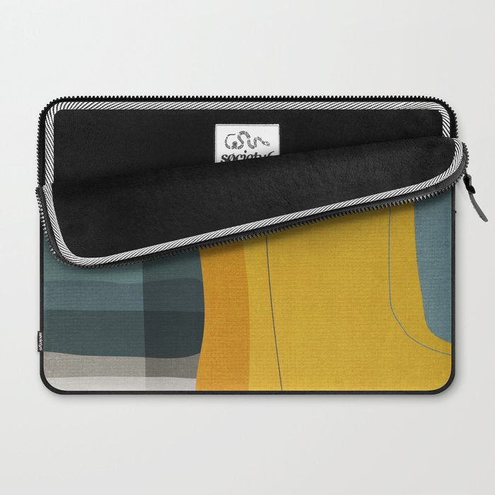 Gray Teal Mustard Modern Abstract Laptop Sleeve Gallery Image 2