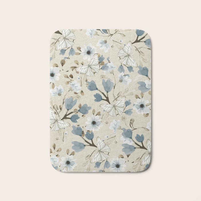 Flowers and Butterflies Bath Mat Gallery Image 1