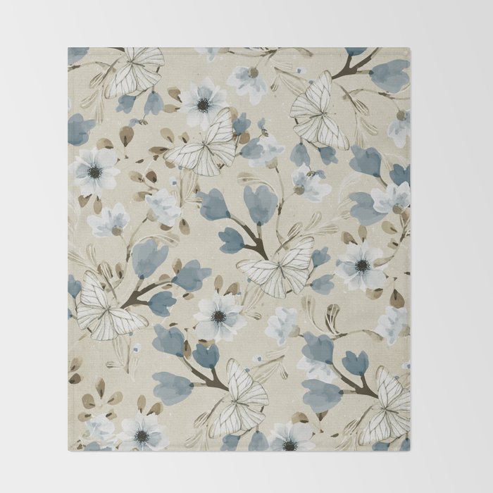 Flowers and Butterflies Throw Blanket Gallery Image 2