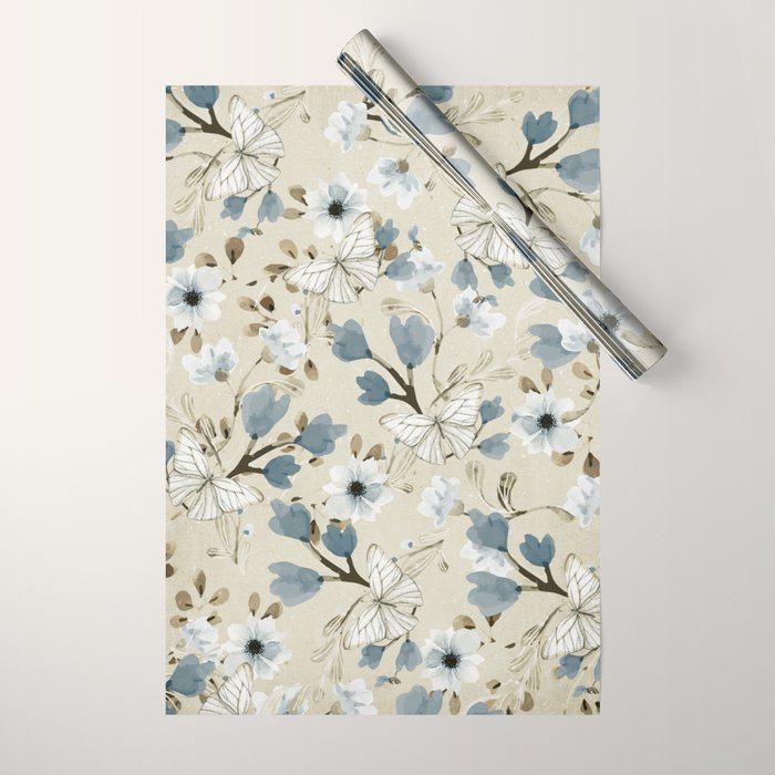 Flowers and Butterflies Wrapping Paper Gallery Image 1