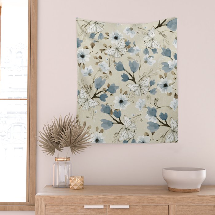 Flowers and Butterflies Wall Tapestry Gallery Image 2