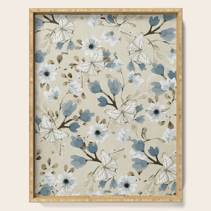 Flowers and Butterflies Serving Tray Gallery Image 1