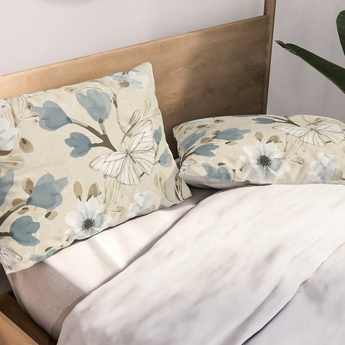 Flowers and Butterflies Pillow Sham Gallery Image 2