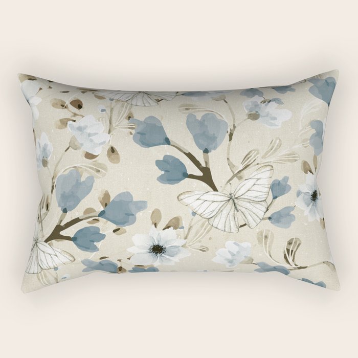 Flowers and Butterflies Rectangular Pillow Gallery Image 2
