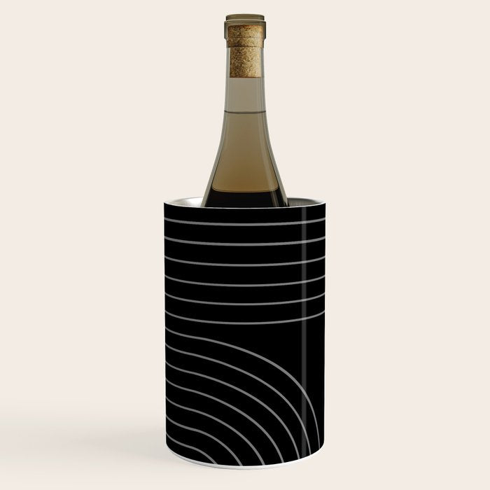 Minimal Line Curvature XXVI Black and Grey Mid Century Modern Arch Abstract Wine Chiller Gallery Image 3