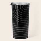 Minimal Line Curvature XXVI Black and Grey Mid Century Modern Arch Abstract Travel Mug Gallery Image 3