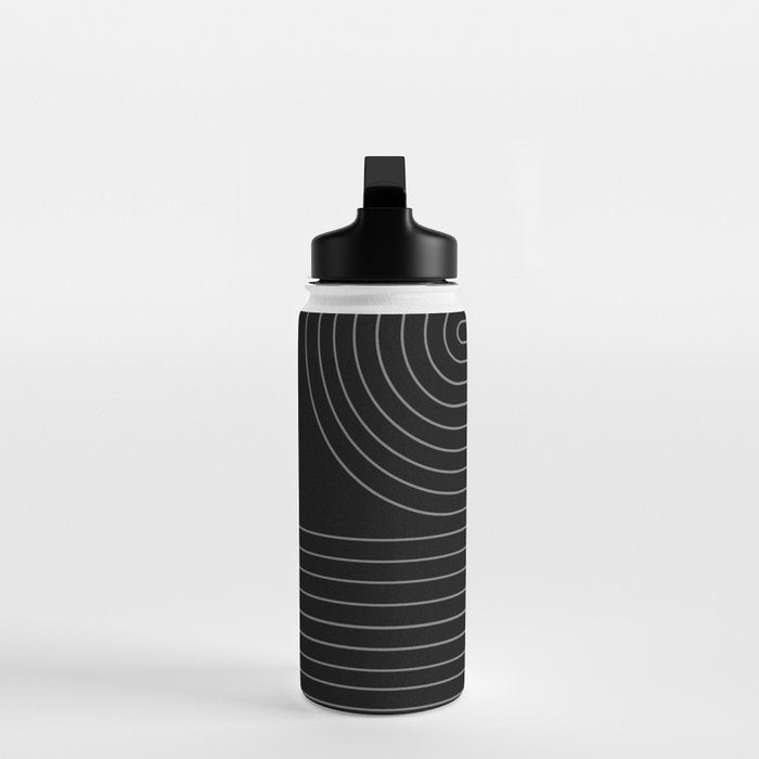 Minimal Line Curvature XXVI Black and Grey Mid Century Modern Arch Abstract Water Bottle Gallery Image 3