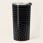 Minimal Line Curvature XXVI Black and Grey Mid Century Modern Arch Abstract Travel Mug Gallery Image 2