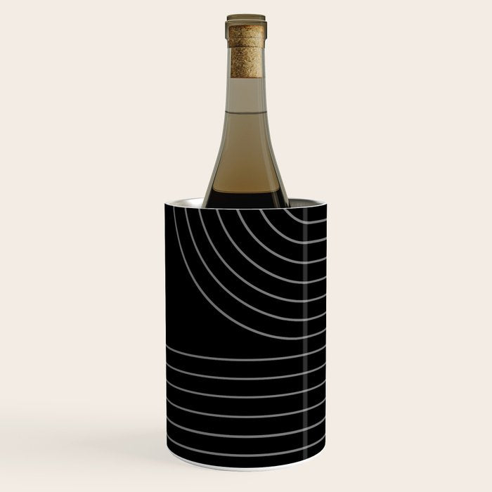 Minimal Line Curvature XXVI Black and Grey Mid Century Modern Arch Abstract Wine Chiller Gallery Image 2