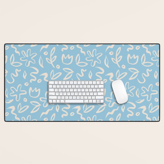 Hand drawn flower nature art pattern Desk Mat Gallery Image 1