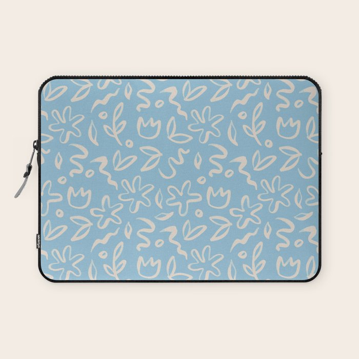 Hand drawn flower nature art pattern Laptop Sleeve Gallery Image 1